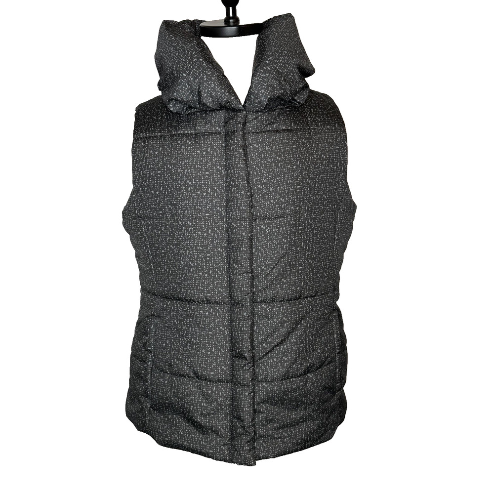 Coldwater Creek Women’s Quilted Vest Size Large (14) Gray Pockets Standup Collar